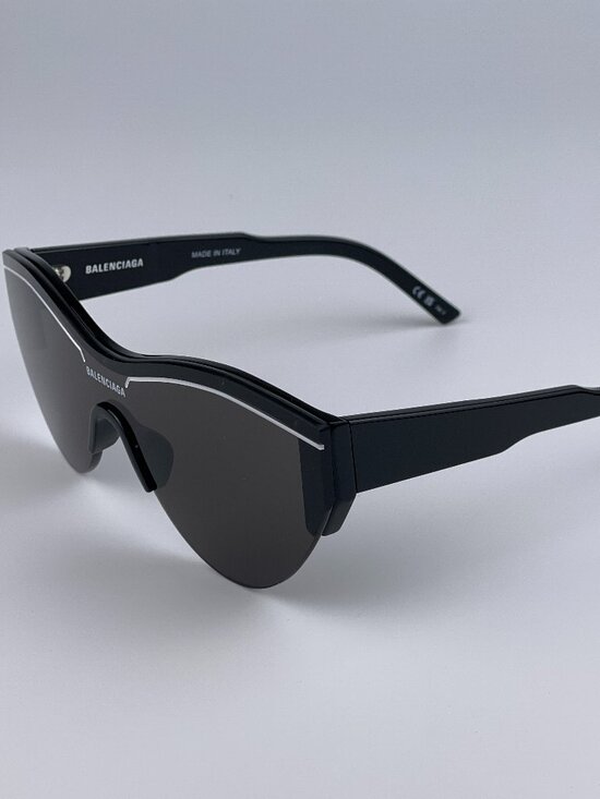 Balenciaga BB0004S 001 Sunglasses Black Grey Shield Unisex main image 5